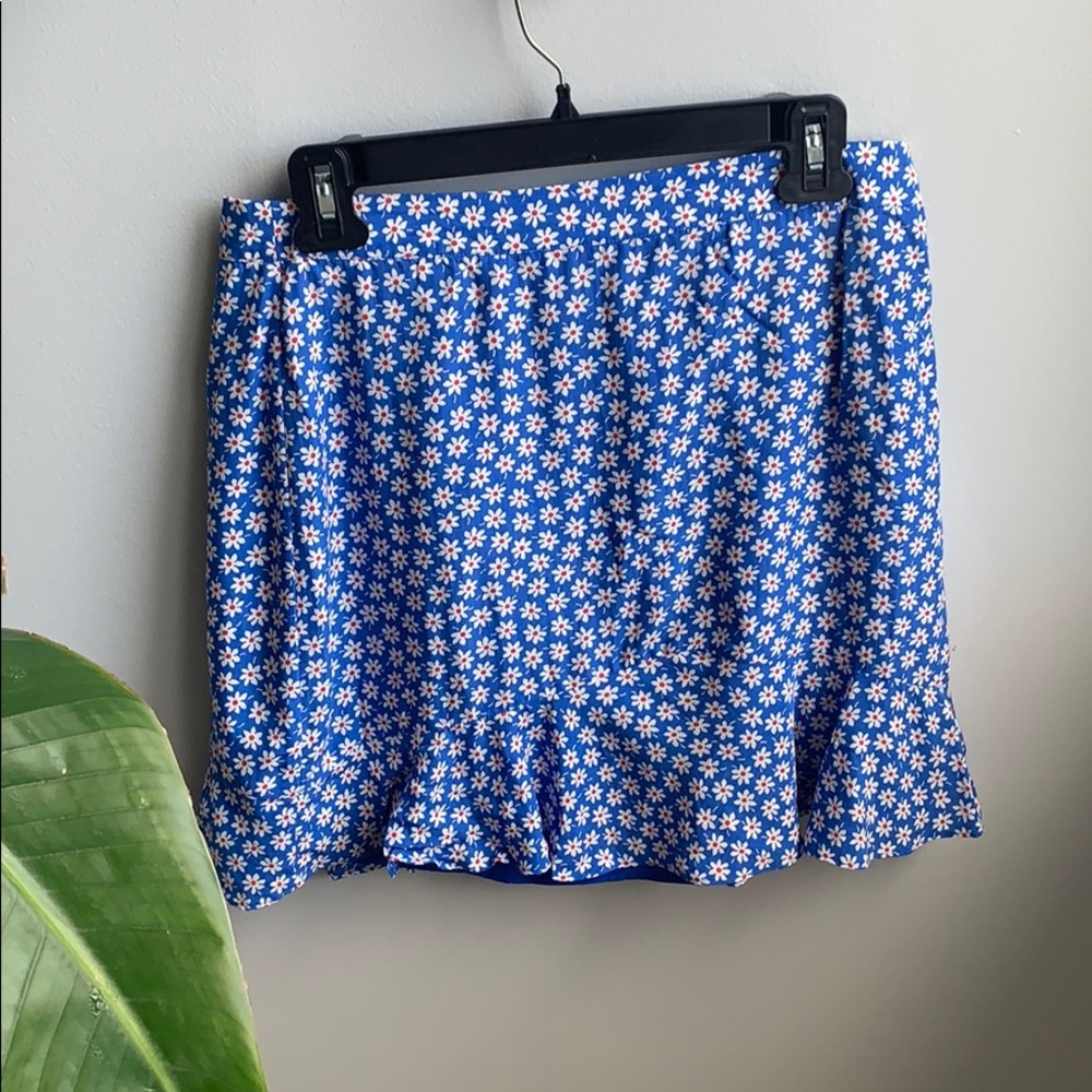 Madewell Blue Orange and White Floral Mini Skirt